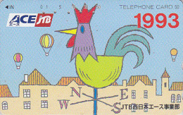 Télécarte Japon - JTB - COQ Girouette & Ballon - ROOSTER Bird & Balloon Japan Phonecard - HAHN TK - 794 - Gallináceos & Faisanes