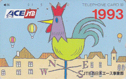 Télécarte Japon - JTB - COQ Girouette & Ballon - ROOSTER Bird & Balloon Japan Phonecard - HAHN TK - 794 - Gallinaceans & Pheasants