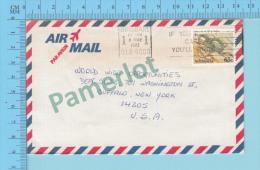 Australia Aerogramme (  Cachet Cover Brisbane To New-York, Whip Snake ) 2 Scans - Covers & Documents