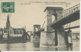 Langon - L'église Et L'ancien Pont Suspendu Sur La Garonne - CR4 - Langon