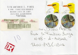 Portugal Registered Cover With Birds And Soccer Stamps - Cartas & Documentos