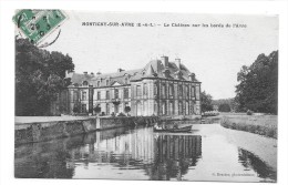 (RECTO / VERSO) MONTIGNY SUR AVRE EN 1910 - LE CHATEAU SUR LES BORDS DE L´ AVRE - BEAU CACHET - CPA - Montigny-sur-Avre