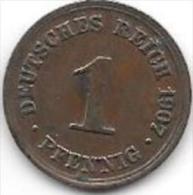 *empire 1 Pfennig 1907  D  Km 10   Xf - 1 Pfennig