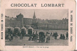 CHROMO CHOCOLAT LOMBART SAINT MALO VUE SUR LA PLAGE - Lombart