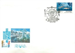 LETTRE  RUSSE -  LETTRE DECOREE - THEME POLAIRE - PÔLE SUD - FAUNE ANTARCTIQUE  - BEAU CACHET -1990. - Antarctische Fauna