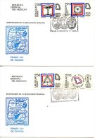 URUGUAY. N°1276-9 De 1989 Sur 2 Enveloppes 1er Jour. Bicentenaire De La Révolution. - Franz. Revolution