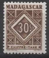 MADAGASCAR 1947 Postage Due - Numeral  30c. - Brown   MH - Segnatasse