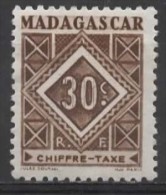 MADAGASCAR 1947 Postage Due - Numeral  30c. - Brown   MH - Impuestos