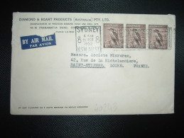 LETTRE Pour La FRANCE TP OISEAU 6d X3 OBL.MEC.23 FEB 1952 SYDNEY + DIAMOND & BOART PRODUCTS - Cartas & Documentos