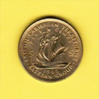 BRITISH CARIBBEAN TERRITORIES   5 CENTS 1965 (KM # 4) - Caribe Británica (Territorios Del)