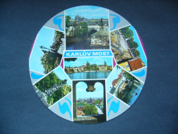 Czechoslovakia: PRAHA PRAG PRAGUE - Charles Bridge - Multiview - Runde AK, Round Shape Postcard - 1970s Unused - Tsjechië