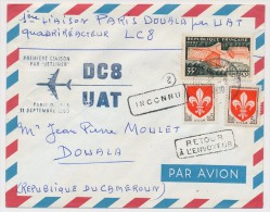 FRANCE - Première Liaison Par Jetliner DC 8 UAT - PARIS DOUALA - 11 Septembre 1960 - Primeros Vuelos