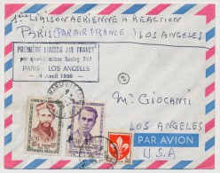 FRANCE - Première Liaison AIR FRANCE - 4 Avril 1960 PARIS LOS ANGELES - Par Quadriréacteur Boeing 707 - Primi Voli