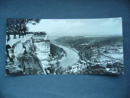 Germany: KÖNIGSTEIN/Sächs. Schweiz - Festung Mit Elbetal, Fortress With The Elbe Valley, Panoramic Postcard 1960s Unused - Koenigstein (Saechs. Schw.)