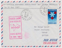 FRANCE - Première Liaison SWISSAIR - PARIS BERNE - 15 Mai 1967 - Primeros Vuelos