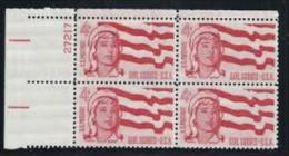 Plate Block -1962 USA Girl Scouts 50th Anniv. Stamp Sc#1199 Senior Girl Scout & Flag Scouting - Plaatnummers