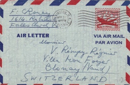 Aerogramm (Air Letter) 1953 Scott UC16a In Die Schweiz (o026) - Andere & Zonder Classificatie