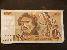 Billet 100 Francs 0583689333 J 24 1980  Delacroix Bien Craquant  P.A. Strohl  J.J. Tronche B. Dentaud - 100 F 1978-1995 ''Delacroix''