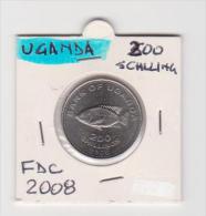 UGANDA   200 SHILLINGS  ANNO 2008 FDC - Oeganda