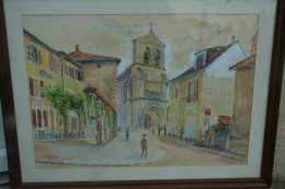 87 - SOLIGNAC - TRES BELLE AQUARELLE ET GUOUACHE  DE GUERRAZ 1974- EGLISE - Acquarelli