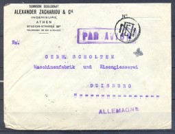 1937 , GRECIA , SOBRE CIRCULADO ENTRE ATENAS Y DUISBURGO , MARCAS DE CONTROL POSTAL - Cartas & Documentos