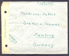 1951 , GRECIA , SOBRE CIRCULADO ENTRE IOANNINA Y BAMBERG , BANDA DE CIERRE CENSURA GRIEGA , VIÑETA  " HOMECOMING YEAR " - Briefe U. Dokumente