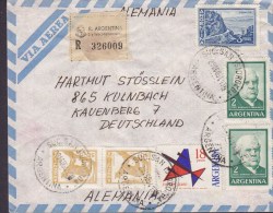 Argentina Via Aerea Registered Certificada LabelSUC. SAN ISIDRO 1964 Cover Letra KULNBACH Germany Cat Katze Puma Stamps - Lettres & Documents