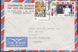 Rwanda Air Mail Par Avion COMMUNAUTE ECONOMIQUE PAYS GRANDS LACS 1988 Cover Brief Pope Pabst Stamp - Andere & Zonder Classificatie