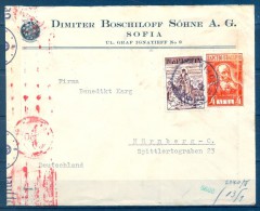 BULGARIA , SOBRE CIRCULADO ENTRE SOFIA Y NÜREMBERG , CENSURAS ALEMANAS - Briefe U. Dokumente