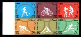 OL-G17 - LIBYA Mi 160/165 - Tokyo Olympics 1964 - Set ( Block Of 6 ) New   ***  MNH IMPERFORATED - Ete 1956: Melbourne