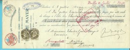 75 Op "change à L'ordre" Met Stempel BRUXELLES Met Firmaperforatie (perfin) "J.M.F." Van J. MATTHIEU Et FILS / BRUXELLES - 1909-34