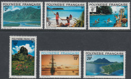 French Polynesia 1974 Sightseeing. Beach, Sailing Ship. Mi 178-182 MNH - Unused Stamps