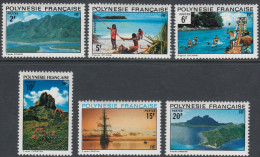 French Polynesia 1974 Sightseeing. Beach, Sailing Ship. Mi 178-182 MNH - Nuovi