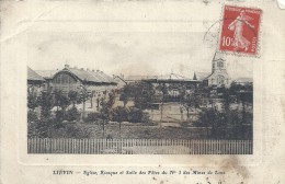 NORD PAS DE CALAIS - 62 - PAS DE CALAIS - LIEVIN - Eglise - Kiosque Et Salle Des Fêtes Du N°3 Des Mines De Lens - Pliure - Lievin