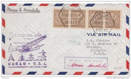 MACAO  RARE LETTER FOR USA  (HONOLULU) 1937 - Storia Postale