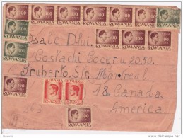 ROUMANIE  LETTRE RECOMMANDEE POUR LE CANADA - Storia Postale