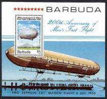 BARBUDA 1983, ZEPPELIN, BICENTENAIRE ASCENSION ATMOSPHERIQUE, 1 Bloc, Neuf / Mint. R856 - Zeppeline