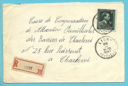 724T (-10%) Op Brief Aangetekend Met Stempel LIGNY - 1946 -10%