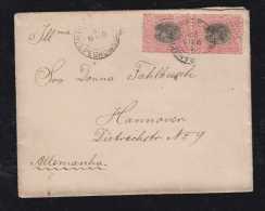 Brazil Brasil 1896 Cover 2x 100R Pair Madrugada RIO GRANDE To HANNOVER Germany Imprint Back - Covers & Documents