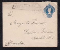 Brazil Brasil 1918 Stationery Envelope 200R POSTA URNANA BLUMENAU To DEUBEN Germany - Briefe U. Dokumente