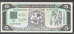 LIBERIA : 5 Dollars - 1991 - P20 - FDS - Liberia