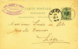 418/21 - Entier Postal Lion Couché VISE 1889 - RARE Boite Rurale A - Cachet Hardy , Négociants à FOURON LE COMTE - Landelijks Post