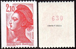 France Liberté De Gandon N° 2322 A ** Le 2f10 Rouge - Roulette N° Rouge Au Verso - 1982-90 Liberty Of Gandon
