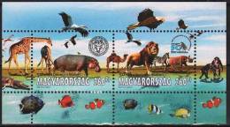 HUNGARY 2008 FAUNA Animals LION GIRAFEE HYPPO EAGLE MONKEY - Fine S/S MNH - Unused Stamps