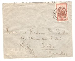 Belgisch Congo Belge TP Masque S/L.Avion écrite De Kibali Ituri C.Djugu En 1953 V.Bruxelles Belgique PR2535 - Cartas & Documentos