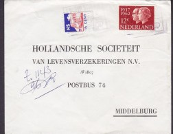 Netherlands 1962 Cover Brief HOLLANDSCHE SOCIETEIT MIDDELBURG (Arr.) 1962 Train Zug Chemin Vignette !! (2 Scans) - Lettres & Documents