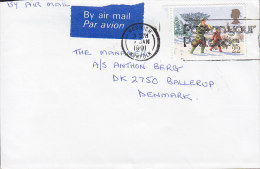 Great Britain BY AIR MAIL Par Avion Label NORWICH Norfolk 1991 Cover Brief BALLERUP Denmark Christmas Weihnachten Stamp - Covers & Documents