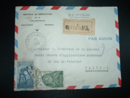 LR TP AOF 5F + 4F OBL.23 JUIL 1949 PORTO NOVO DAHOMEY + GRIFFE LINEAIRE + SECTEUR DE RENOVATION DE LA PALMERAIE - Briefe U. Dokumente