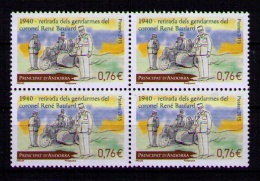 ANDORRA FRANCESA 2015 - RETIRADA DELS GERNDARMES DEL CORONEL RENE BAULARD - 1 STAMP EN BLOCK DE 4 - Nuovi