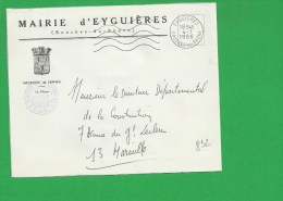 LETTRE BOUCHES DU RHONE EYGUIERES Secap Ondulée En Franchise - 1961-....